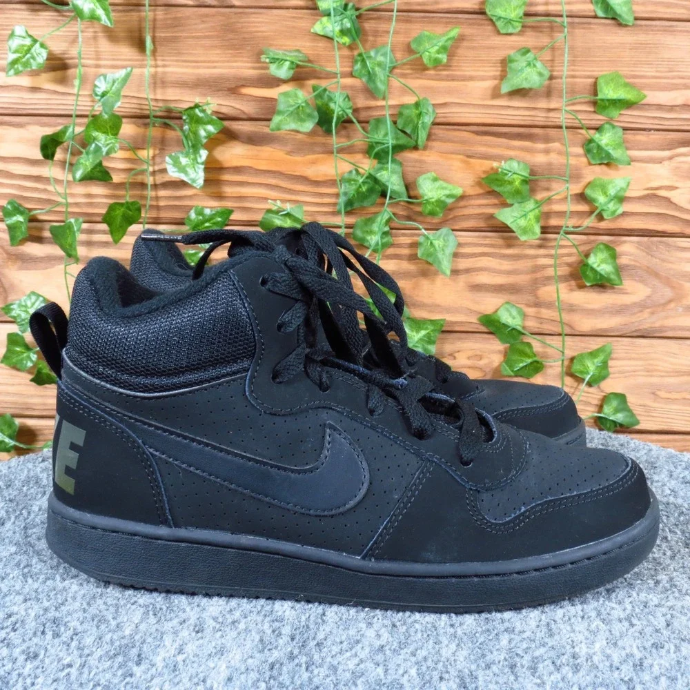 Nike Court Borough Mid 2 Kids High Top Sneaker 5.5Y Casual Active‎ Wear Black